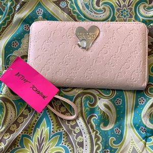 Betsey Johnson Pink Embossed Wristlet Wallet